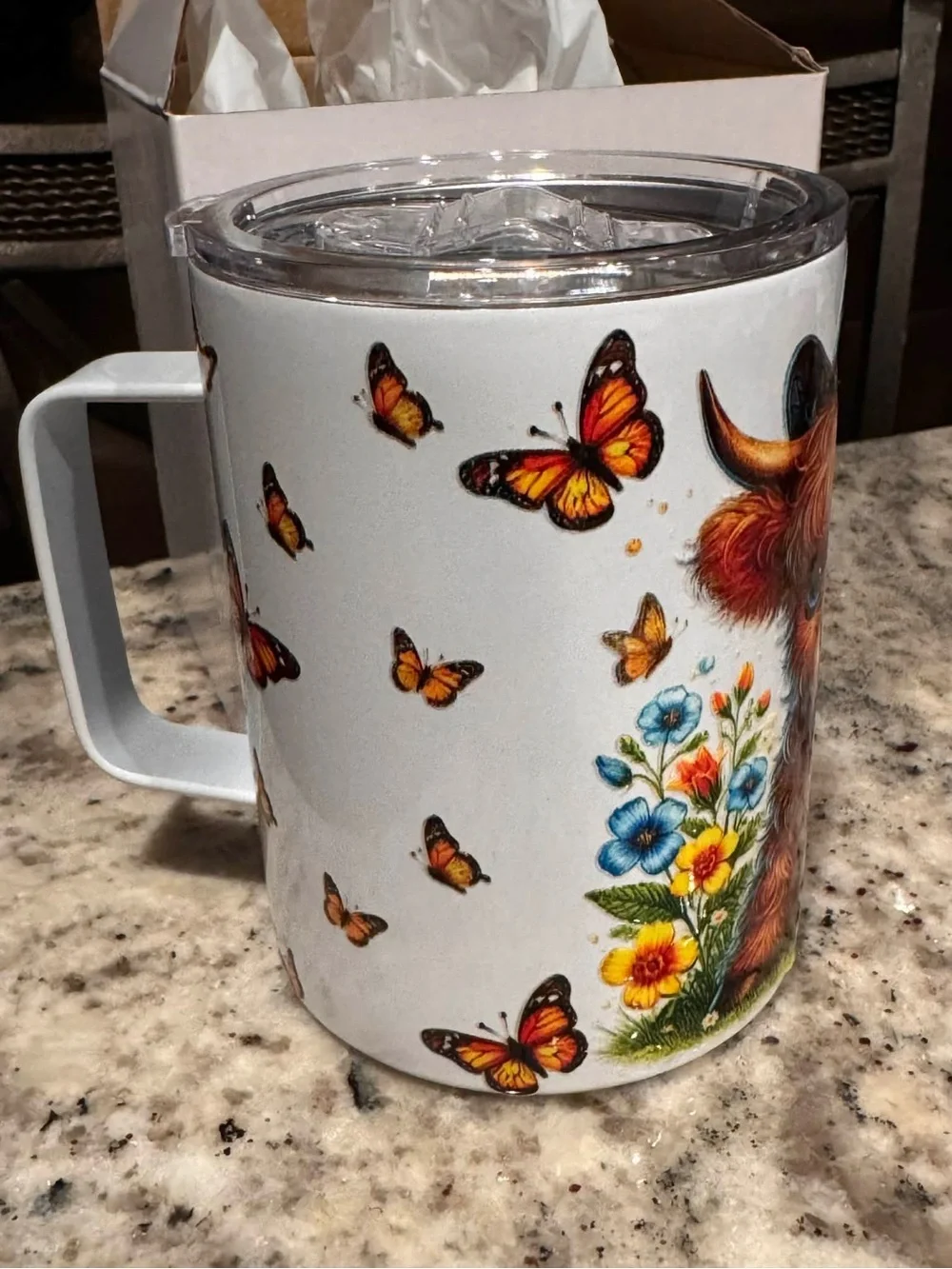Highland Calf Tumbler with Blue Eyes hand crafted NEW IN BOX